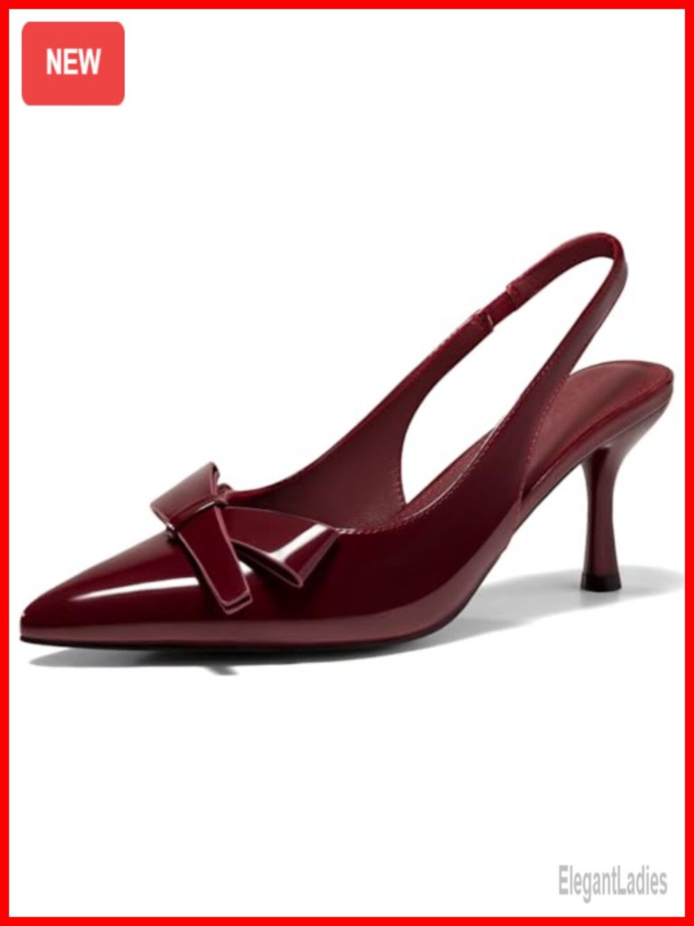 Coutgo Womens Slingback Kitten Heels Bow Closed Pointed Toe Pumps Slip On